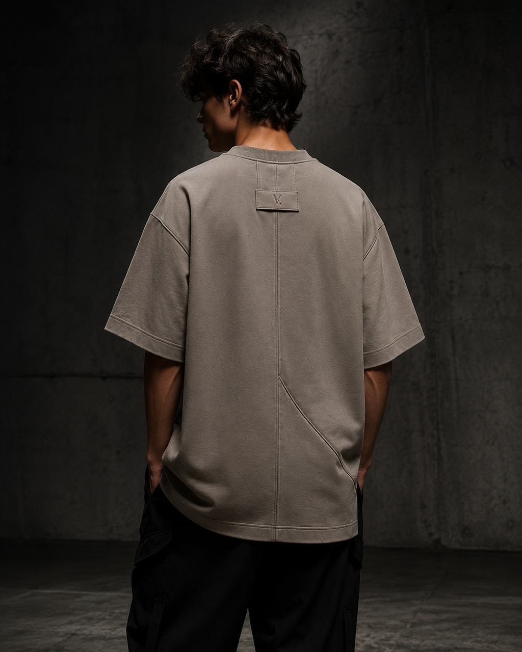VELTORA Silence Construct Tee — Heavyweight Luxury Oversized T-Shirt Gray
