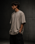 VELTORA Silence Construct Tee — Heavyweight Luxury Oversized T-Shirt Gray
